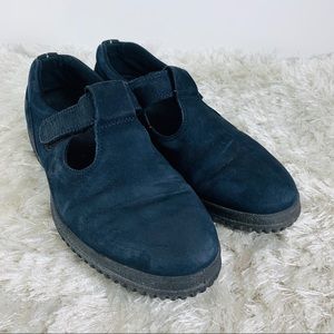 ECCO Blue T Strap Loafer Flat Soft Shoes Sz 40